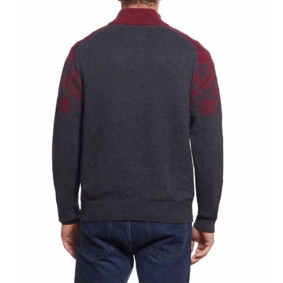 Weatherproof Vintage Snowflake 3/4 zip Men’s Sweater gray red sz 2XL - Picture 4 of 9